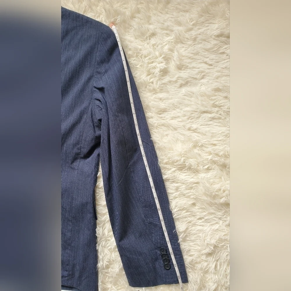 Banana Republic Men's Slim Fit Navy Blue Stripe Blazer Lined Size 38S NEW RT$200